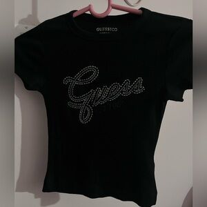 Guess Black Rhinestone Baby Tee